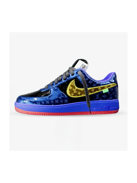 LV x Nike Air Force 1 Low Blue Metallic gold