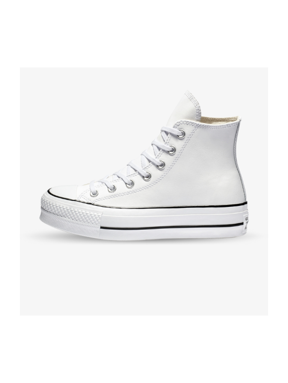 Converse All Star Cuero Plataforma Altas Blancas