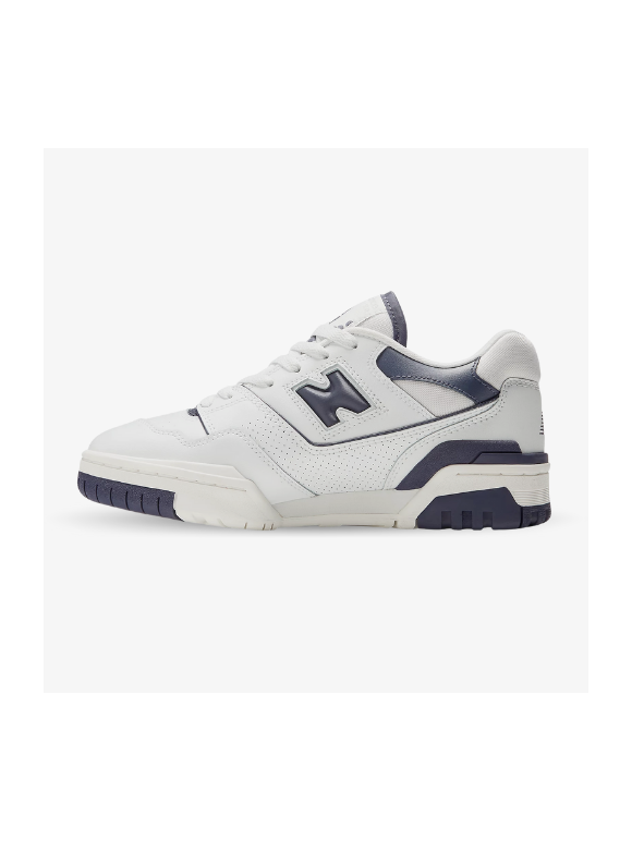 New Balance 550 Blancas y Mercurio Oscuro