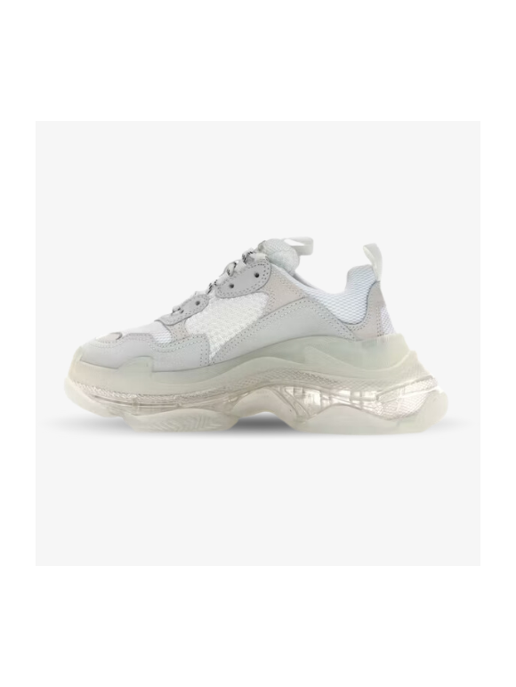 Balenciaga Triple S Blancas y Grises Suela Transparente