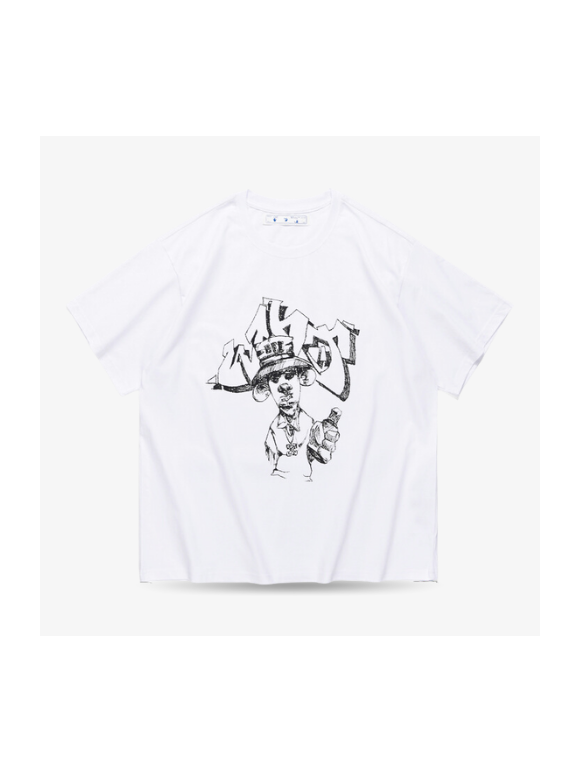 Camiseta Off White Graffiti Retro Blanca