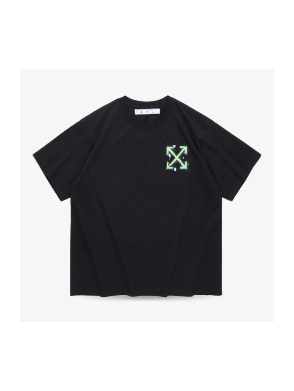 Camiseta Off White Logo Pintura Negra