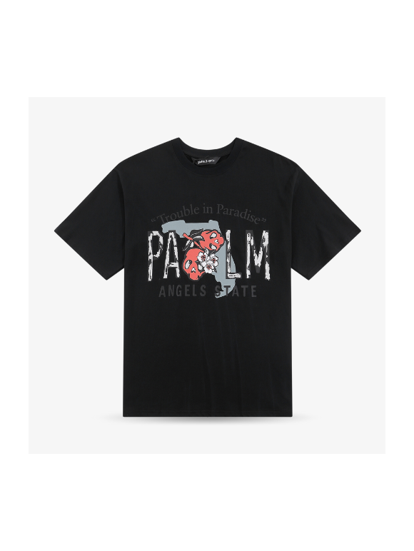 Camiseta Palm Angels Trouble in Paradise Negra