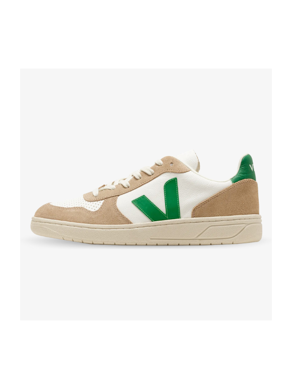 Veja V-10 Chromefree Leather White Emeraude Sahara